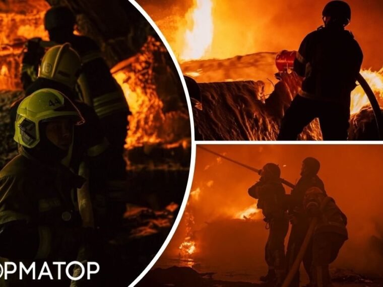 У Голосіївському районі Києва ліквідували пожежу на складі після нічної атаки дронами