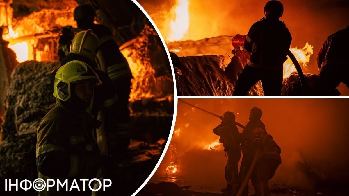 У Голосіївському районі Києва ліквідували пожежу на складі після нічної атаки дронами