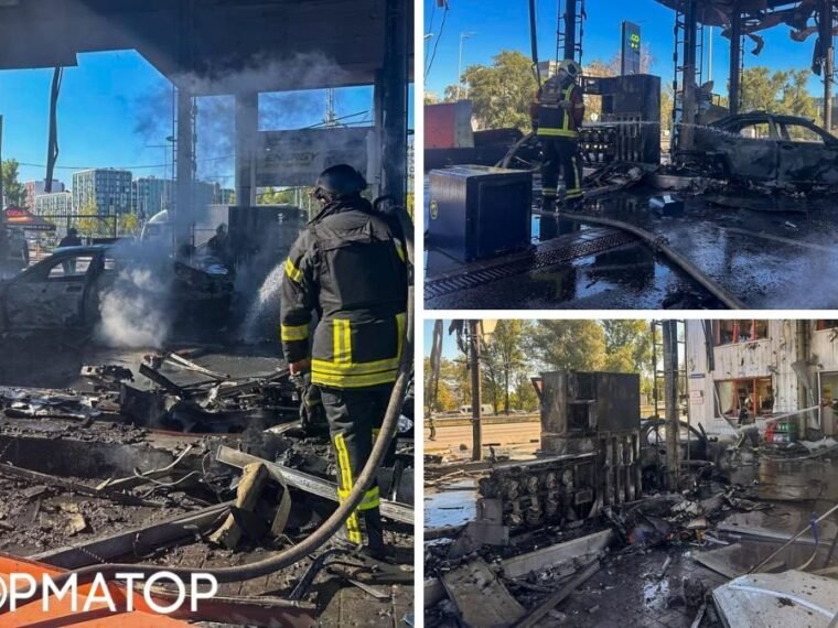 У Голосіївському районі після атаки РФ на АЗС постраждали троє людей: деталі від ДСНС