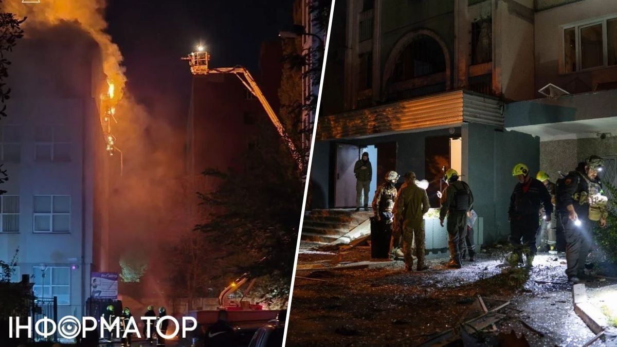 Київ зазнав атаки БпЛА: пошкоджено АЗС, офіс та кафе, є поранені
