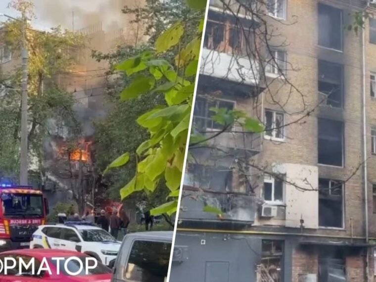 Пожежа в Солом’янському районі: уламки дрона спричинили займання житлового будинку